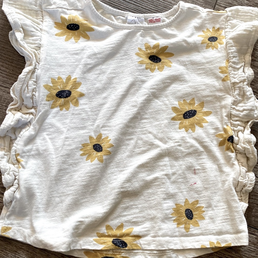 Zara Girls Sunflower Ruffle Shirt, 4-5 years